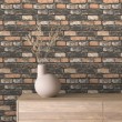 Brick wallpaper Industrial design Aged Black and Orange Tones
