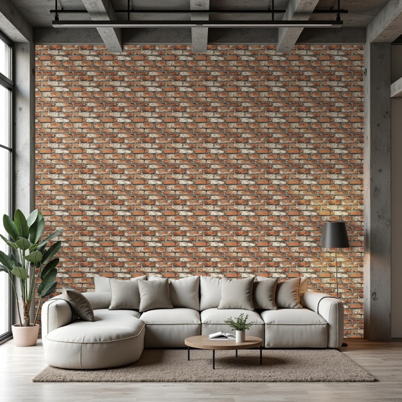 Brick wallpaper Industrial design Aged Orange and Beige Tones