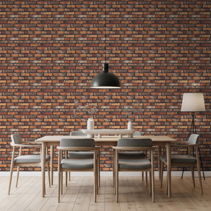 Brick wallpaper Industrial design Aged Orange and Brown Tones
