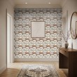 Brick wallpaper Rustic design Worn White and Natural Brown Tones