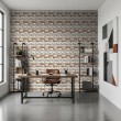 Brick wallpaper Rustic design Worn White and Natural Brown Tones