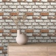Brick wallpaper Rustic design Worn White and Natural Brown Tones