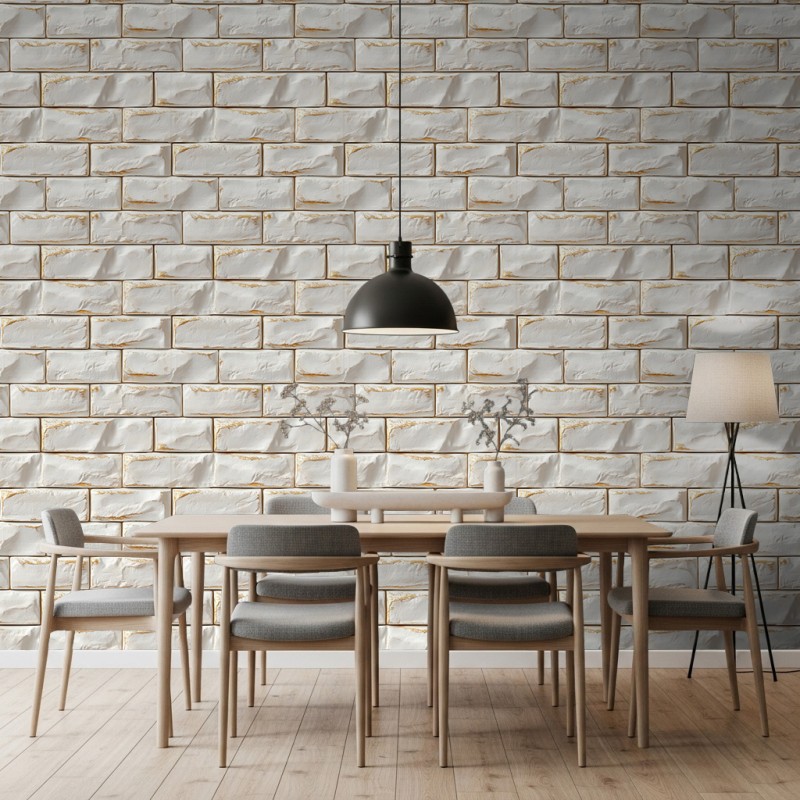 Brick wallpaper Modern design Off White and Sand Tones