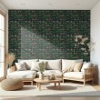 Brick wallpaper Natural design Aged Moss Green and Brown Tones