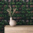 Papel Pintado Bricks Diseño Natural Tonos Verde Musgo y Marrón Envejecido