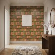 Brick wallpaper Natural design Earth and Moss Green Tones