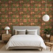 Brick wallpaper Natural design Earth and Moss Green Tones