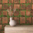 Brick wallpaper Natural design Earth and Moss Green Tones