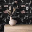 Commercial Wallpaper Gourmet Line Culinary Design Black Tones