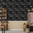 Papier Peint Commercial Gourmet Line Design Culinaire Burgers Noirs Tons Noirs