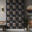 Papel Pintado Comercial Gourmet Line Diseño Gastronómico Hamburguesas Tonos Negro
