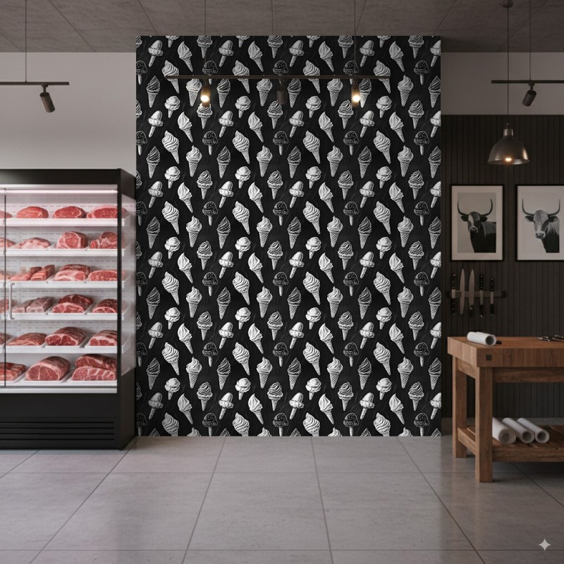 Papier Peint Commercial Gourmet Line Design Glaces Tons Noirs