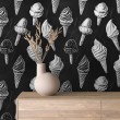 Commercial Wallpaper Gourmet Line Ice Cream Design Black Tones