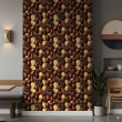Papier Peint Commercial Gourmet Line Design Grains de Café Tons Marron et Chair