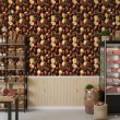 Papier Peint Commercial Gourmet Line Design Grains de Café Tons Marron et Chair