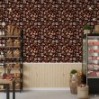 Papier Peint Commercial Gourmet Line Design Grains de Café Foncés Tons Marron