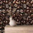 Papier Peint Commercial Gourmet Line Design Grains de Café Foncés Tons Marron
