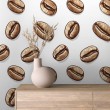 Commercial Wallpaper Gourmet Line Coffee Beans Design Beige and Light Brown Tones
