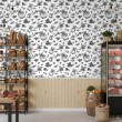 Papel Pintado Comercial Gourmet Line Diseño Café y Sacos Tonos Blanco y Negro