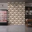 Papier Peint Commercial Gourmet Line Design Boulangerie Artisanale Tons Beige et Marron
