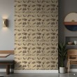 Commercial wallpaper model Gourmet meat cuts design beige tones