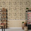Papier peint commercial modèle Gourmet design morceaux de viande tons beige