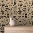 Gewerbliche Tapete Modell Coffee Café- und Gebäck-Design Beigetöne