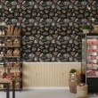 Papier peint commercial modèle Grill design morceaux de viande style ardoise tons noirs