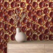 Papier peint commercial modèle Pizza design pepperoni tons rouge et or