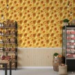 Commercial wallpaper model Cheese Swiss cheese texture design yellow gold and amber tones