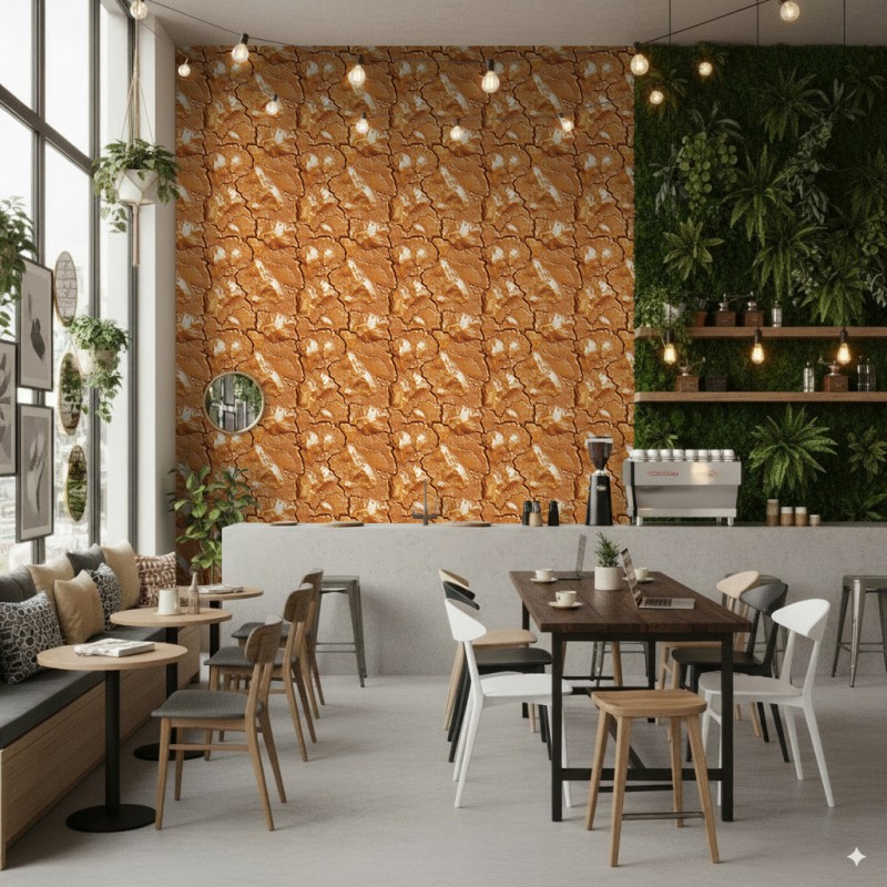 Commercial wallpaper model Bread rustic bread crust texture design amber and copper tones