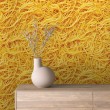 Commercial wallpaper model Pasta spaghetti design yellow and gold tones