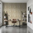 Papel pintado concrete modelo Factory diseño paneles industriales beige arena