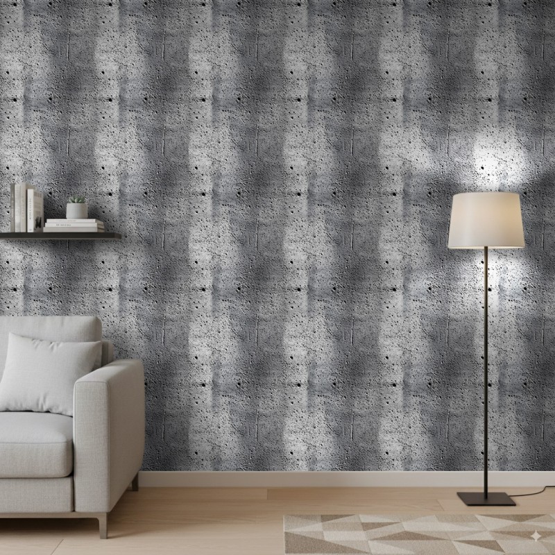 Papier peint béton modèle Core design texture rugueuse gris pierre