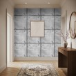 Papel pintado concrete modelo Grid diseño paneles con pernos gris hormigón