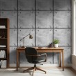 Papel pintado concrete modelo Grid diseño paneles con pernos gris hormigón