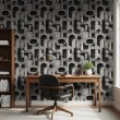 Concrete wallpaper model Arch 3D geometric design dark gray