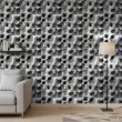 Beton Tapete Modell Hollow 3D geometrisches Design stahlgrau