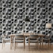 Carta da parati effetto cemento modello Hollow design geometrico tridimensionale grigio acciaio