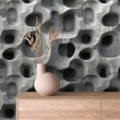 Beton Tapete Modell Hollow 3D geometrisches Design stahlgrau