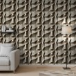 Papier peint béton modèle Vertex design géométrique tridimensionnel beige ciment