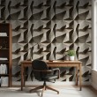 Carta da parati effetto cemento modello Vertex design geometrico tridimensionale beige cemento
