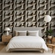 Concrete wallpaper model Vertex 3D geometric design cement beige