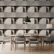 Concrete wallpaper model Arc 3D geometric design cement beige