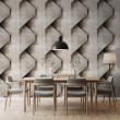 Carta da parati effetto cemento modello Edge design geometrico tridimensionale beige cemento