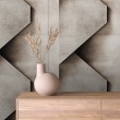 Beton Tapete Modell Edge 3D geometrisches Design zementbeige