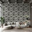 Concrete wallpaper model Prism 3D geometric design cement gray