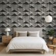 Concrete wallpaper model Prism 3D geometric design cement gray