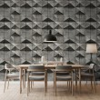 Papel pintado concrete modelo Prism diseño geométrico tridimensional gris cemento