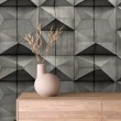 Concrete wallpaper model Prism 3D geometric design cement gray
